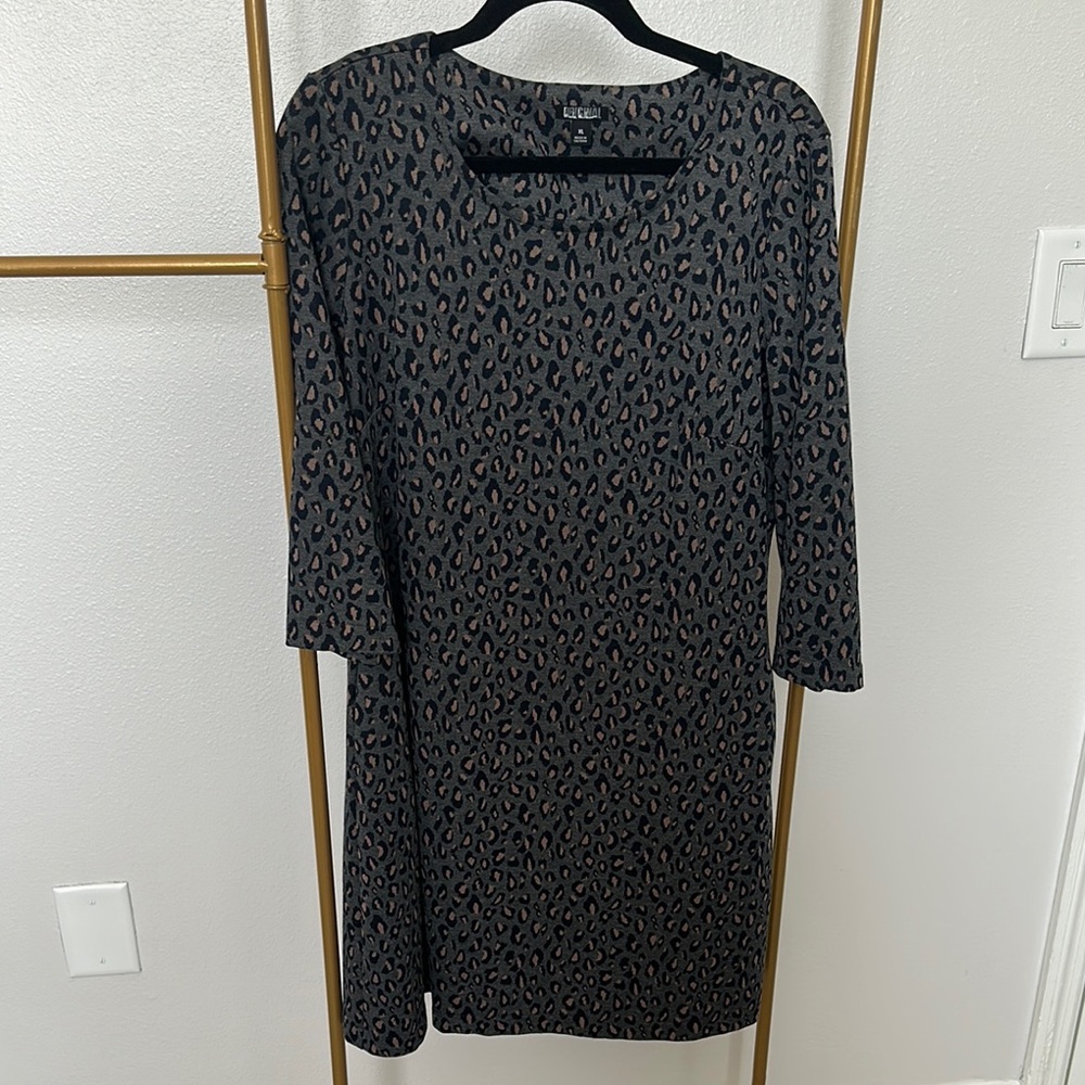 Chico's Black and Brown Leopard Print Dress w/ Pockets